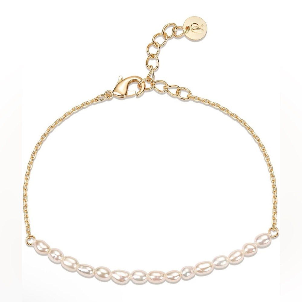 18k Gold Plated Beaded Freshwater Cultured Pearl Dainty Bracelet